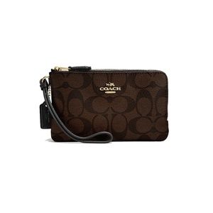 COACH Authentic Signature PVC Double Zip Wristlet/Wallet